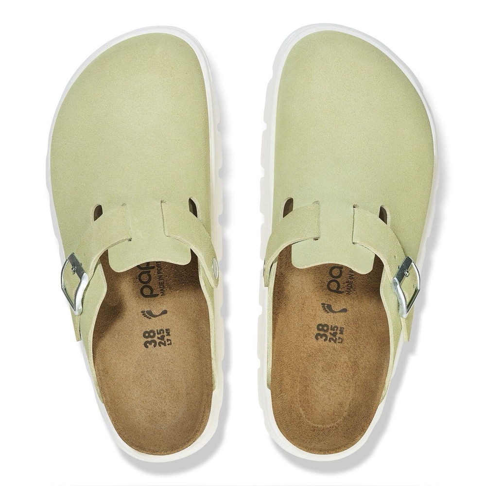 Birkenstock Boston Clog - Papillio Boston Chunky Suede Leather - Faded Lime - Picture 8 of 8